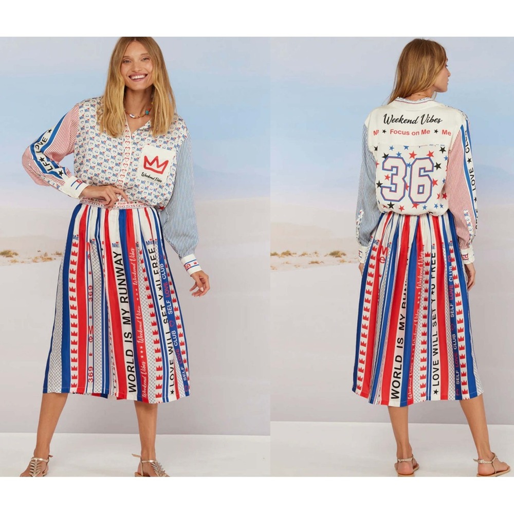 ME369 Love Will Set You Free Skirt Womens XS-S Small Patriotic World Runway